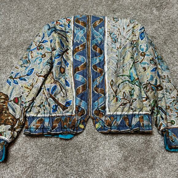 Hermes Silk Pavement Mosaic Tiles Patterned Bomber Jacket And Mini Skirt US 2/38 - Picture 3 of 14